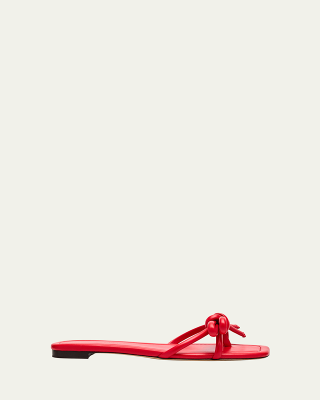 Hadley Leather Bow Flat Sandals
